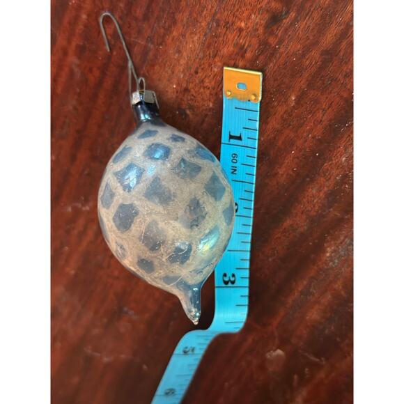 Handmade Vintage Glass Ornament in Blue and White - Picture 5 of 6